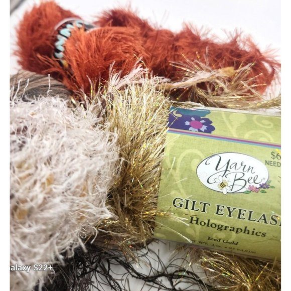 Funny Pelsgarn, Gilt Eyelash Holographics Office Yarn Lot For